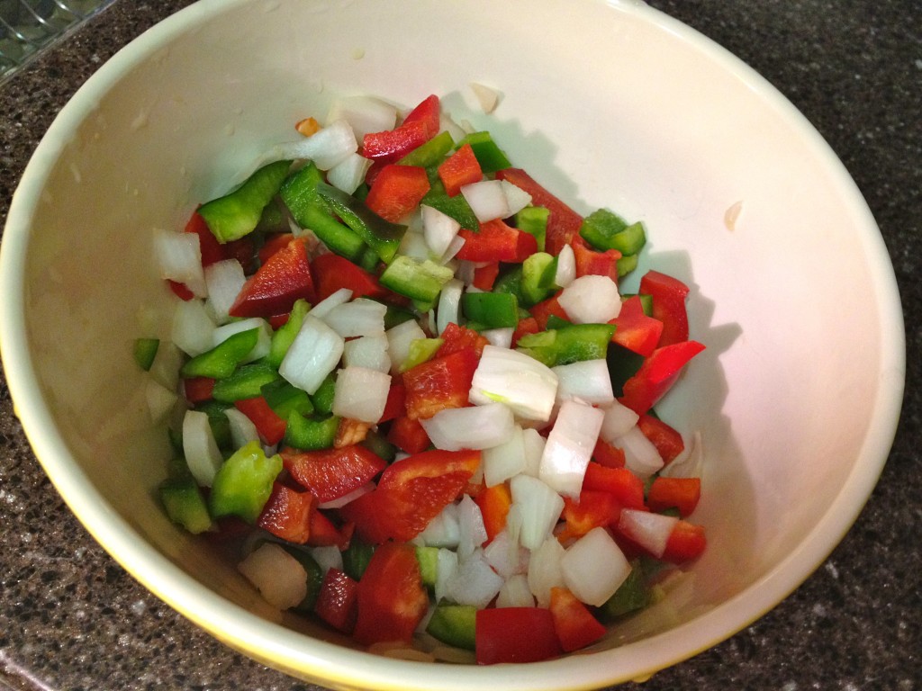 Chopped veggies in bowl
