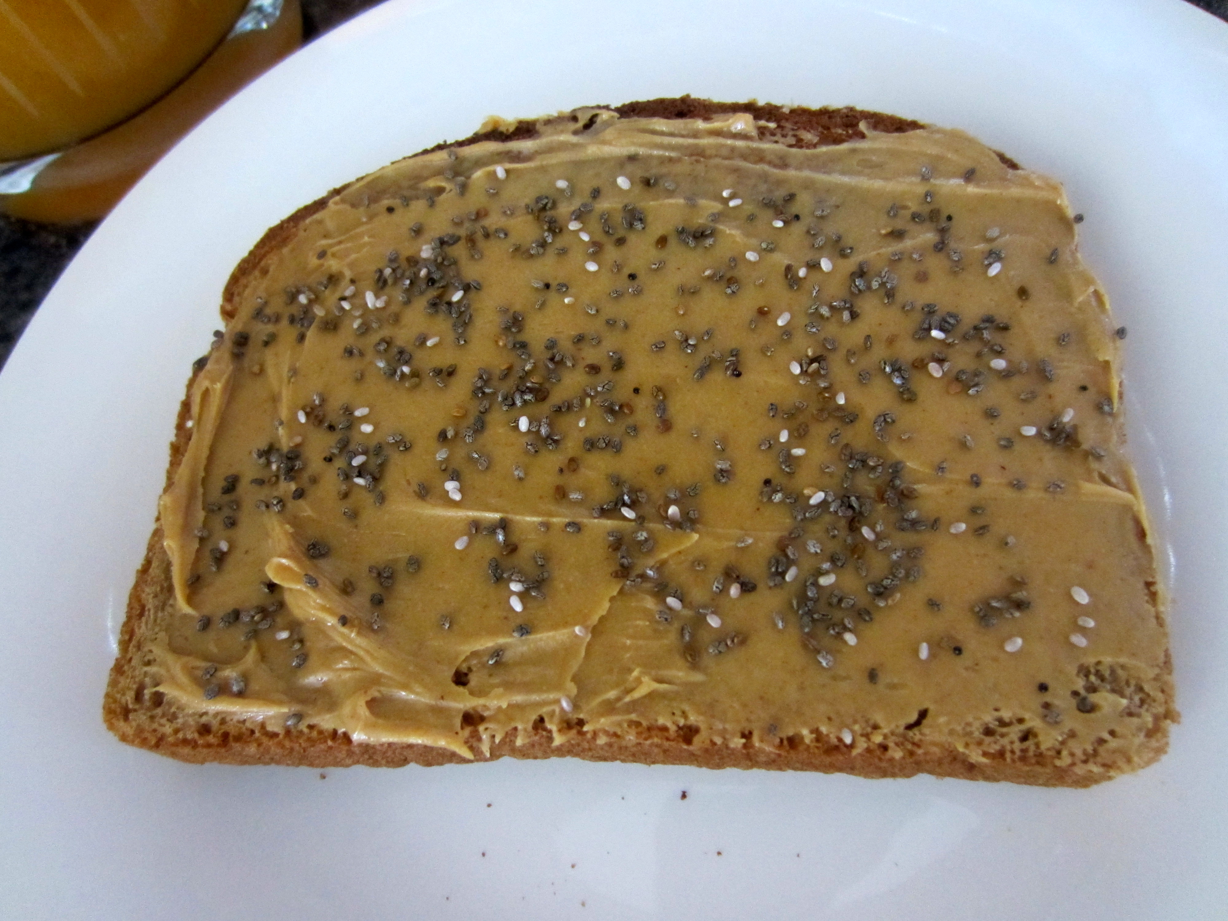 Peanut Butter and chia seeds on toast