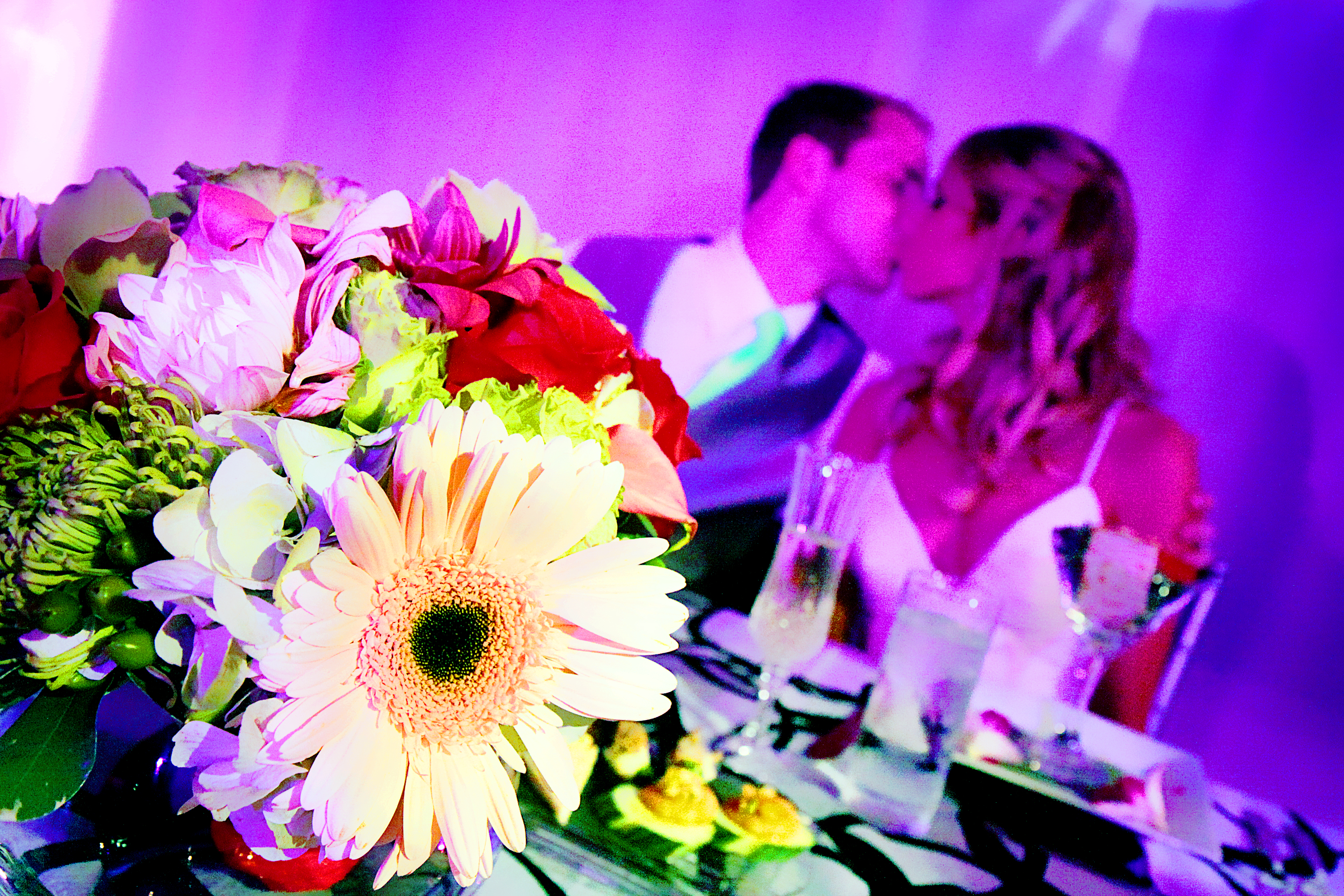 Bride and groom at sweetheart table