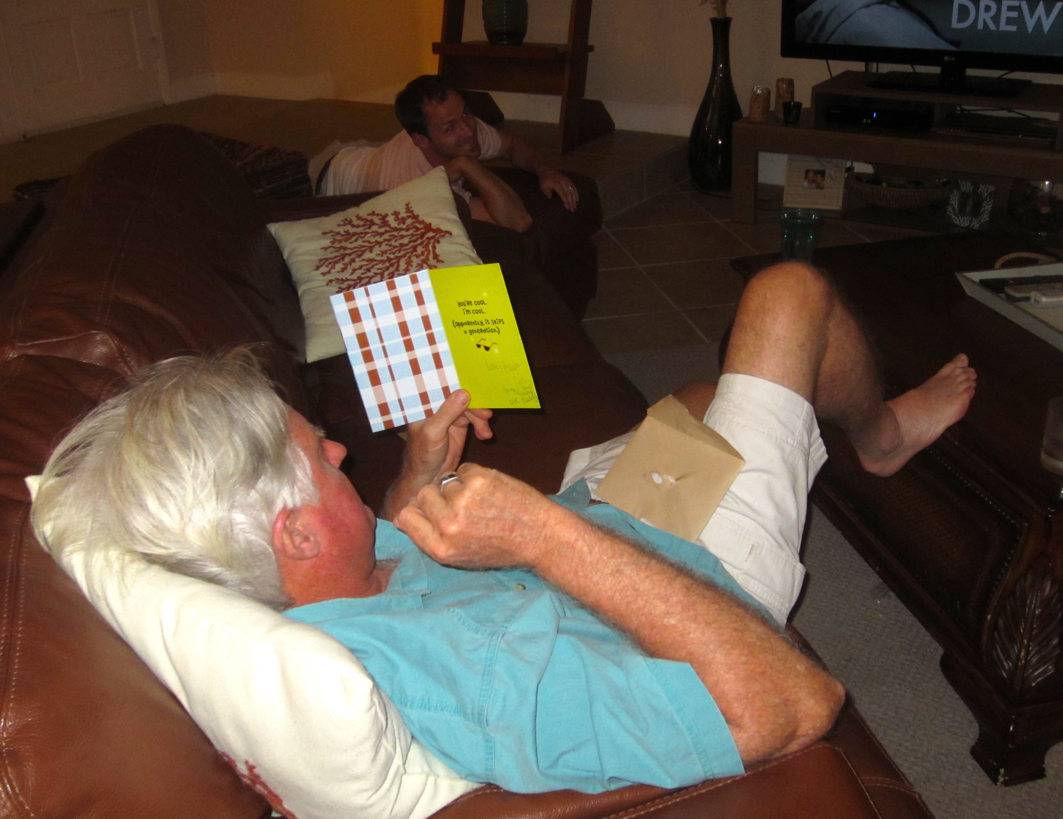 Dad opening Fathers Day Card