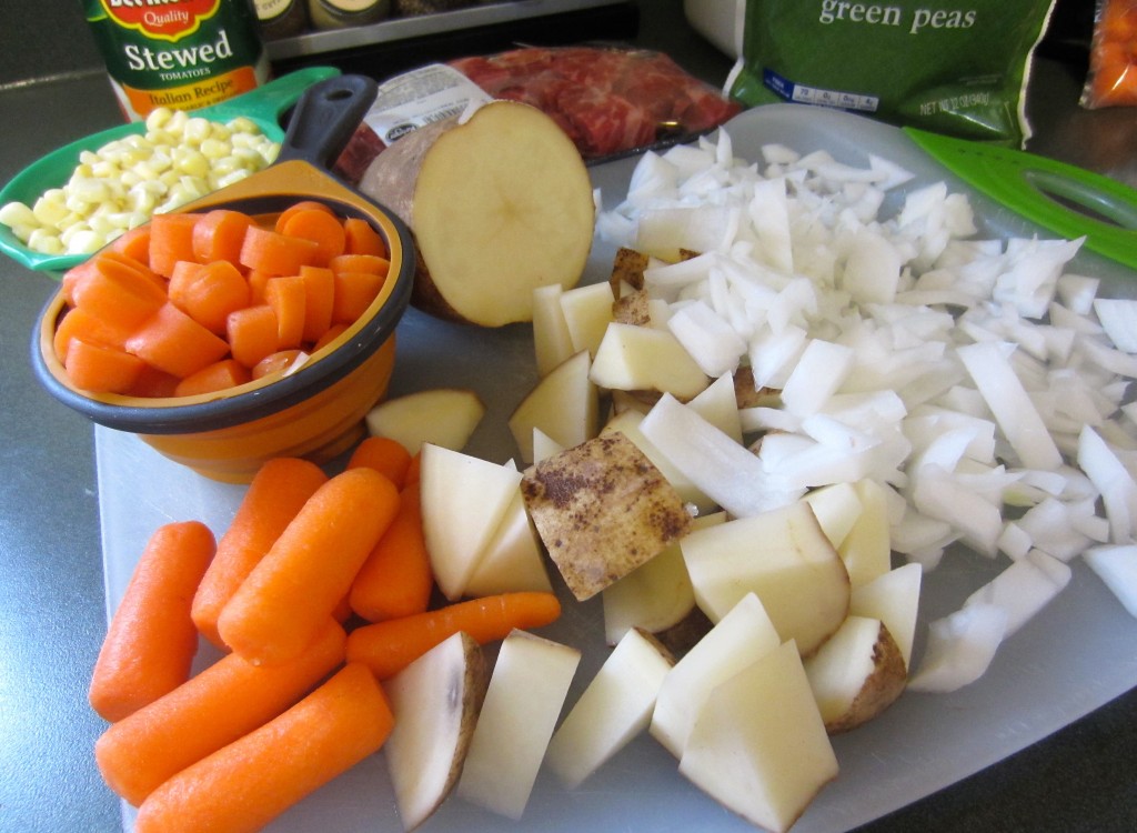 chop vegetables for stew