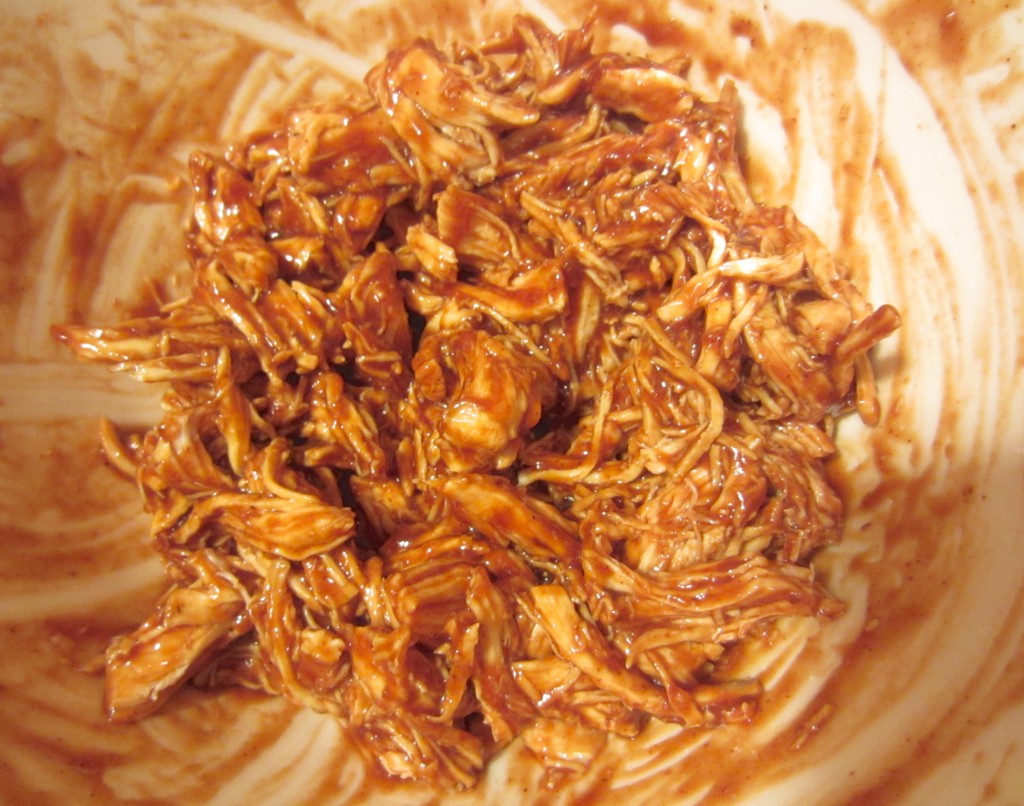 shredded chicken in barbeque sauce