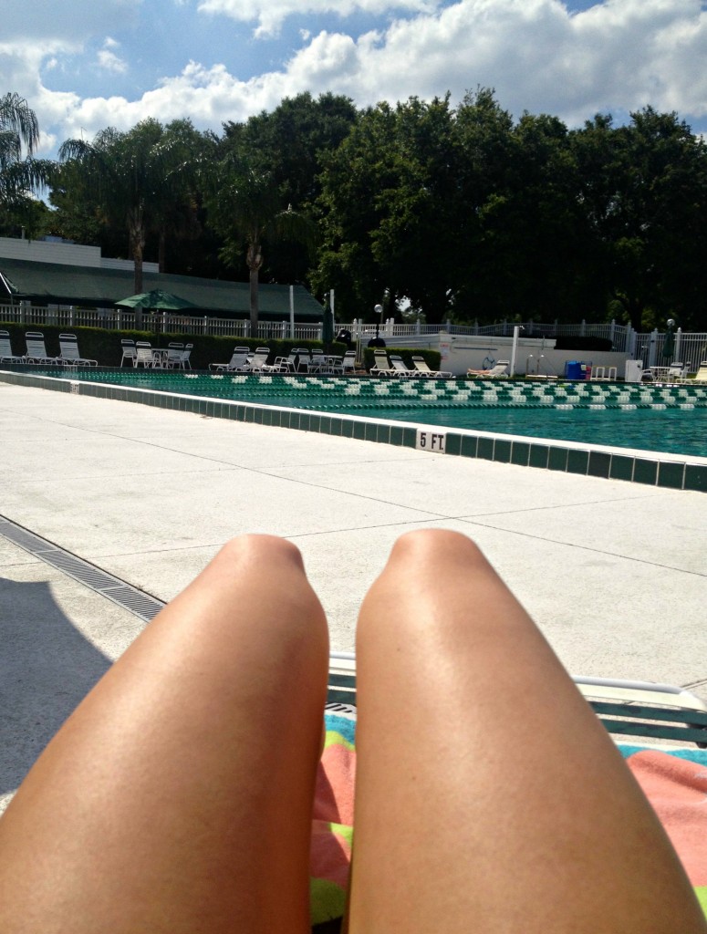 Laying out by the pool