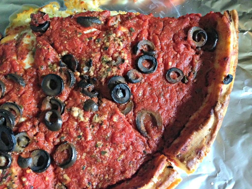 leftover chicago style pizza