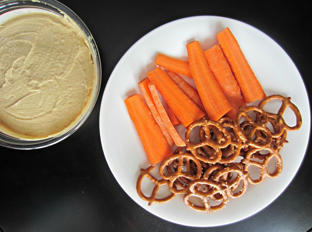 carrots pretzels and hummus
