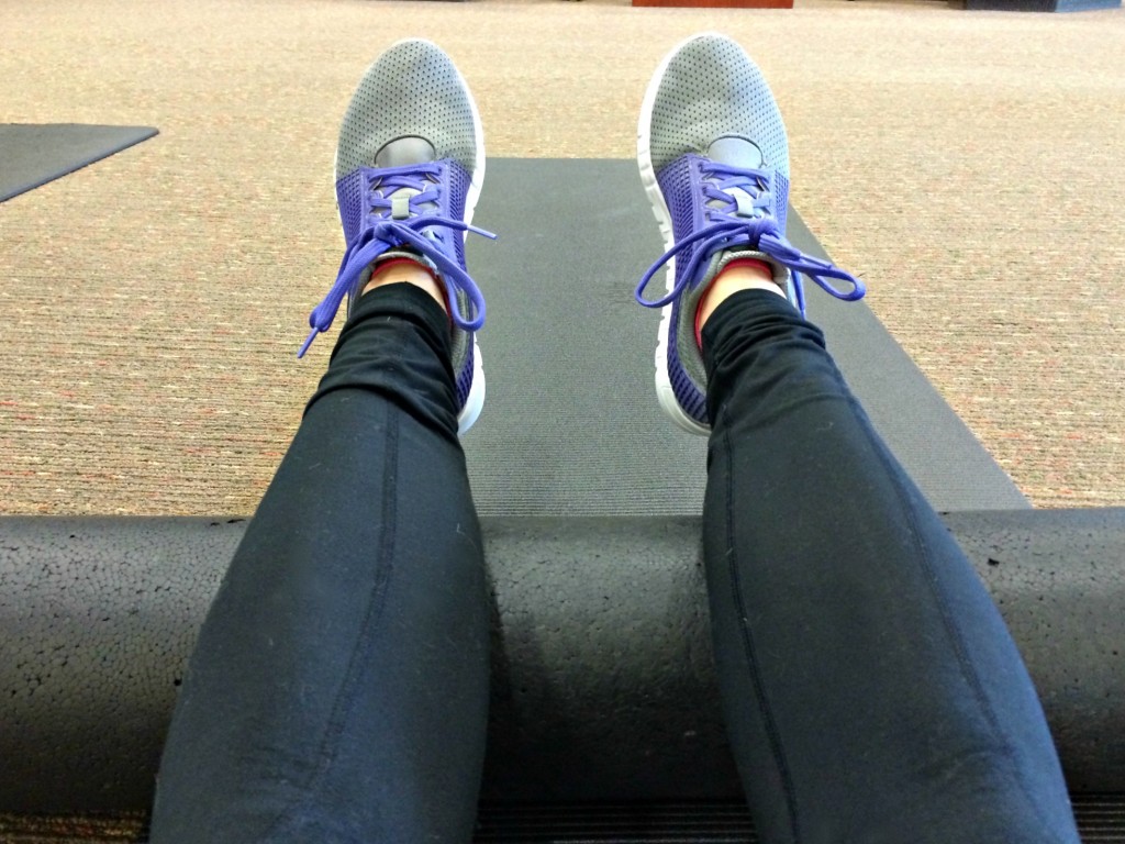 using the foam roller at the gym