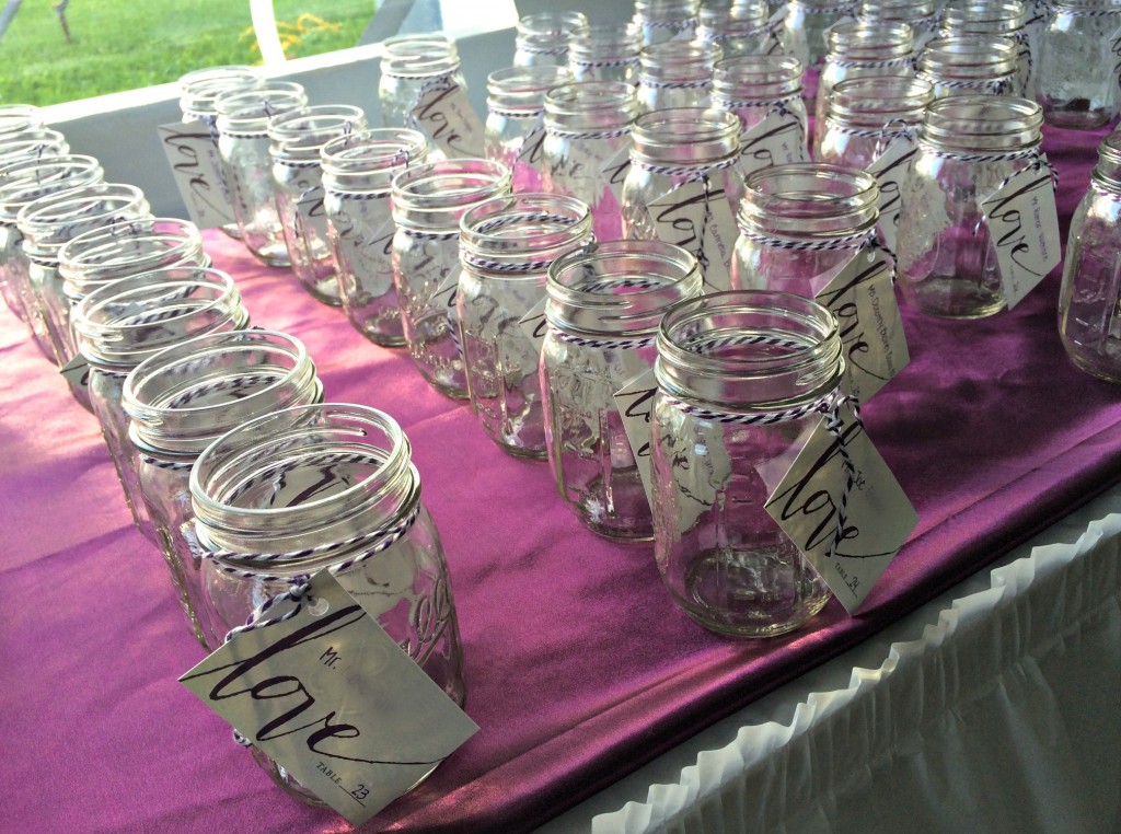 mason jars for wedding seat assignments