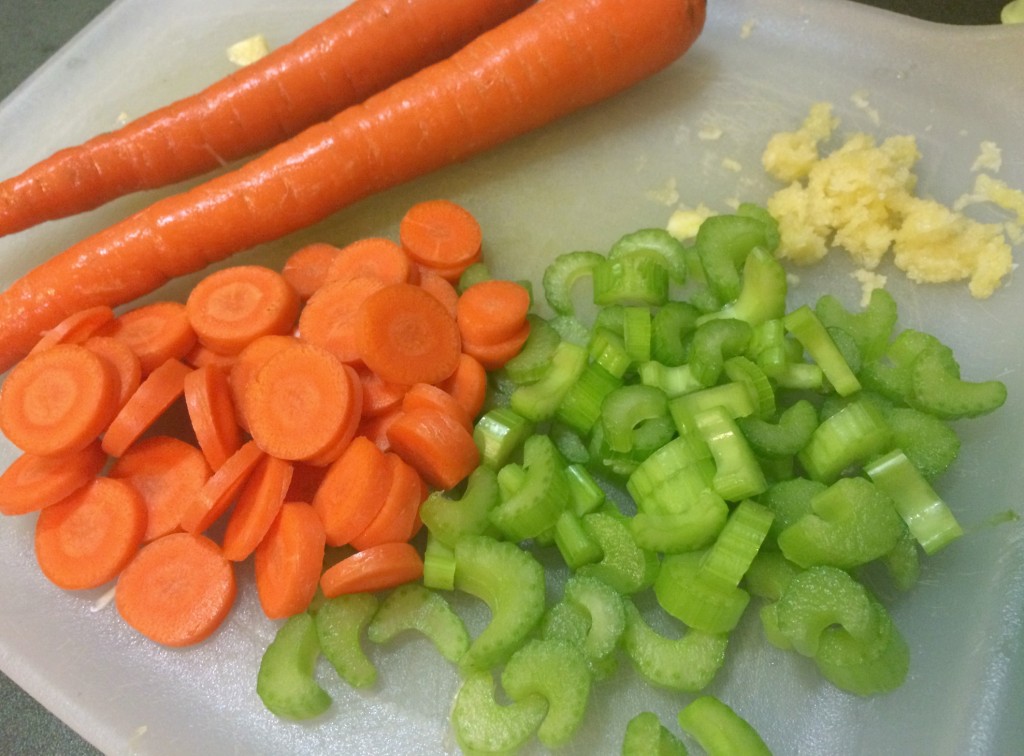 slicing vegetables for soup