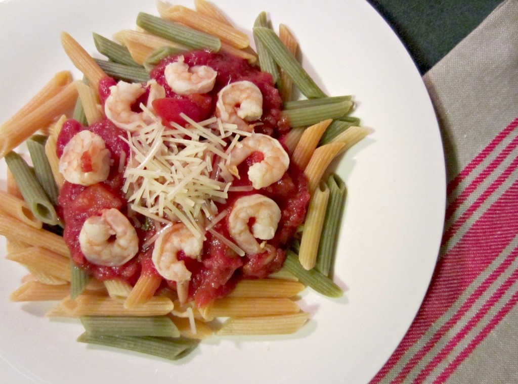 vegetable pasta with shrimp
