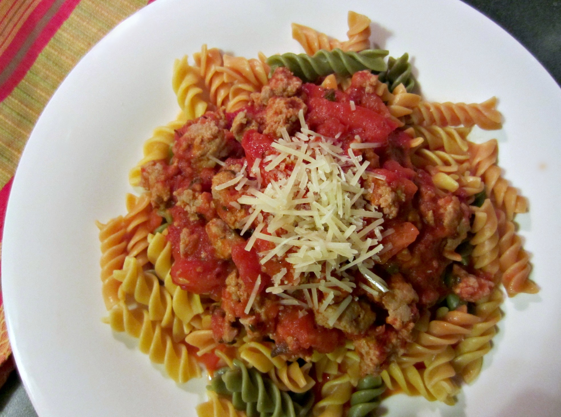 veggie pasta with italian ground turkey