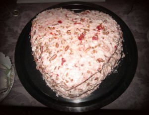 strawberry heart cake for bridal shower