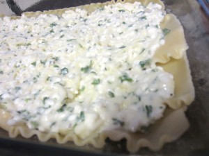 layering cheese in lasagna