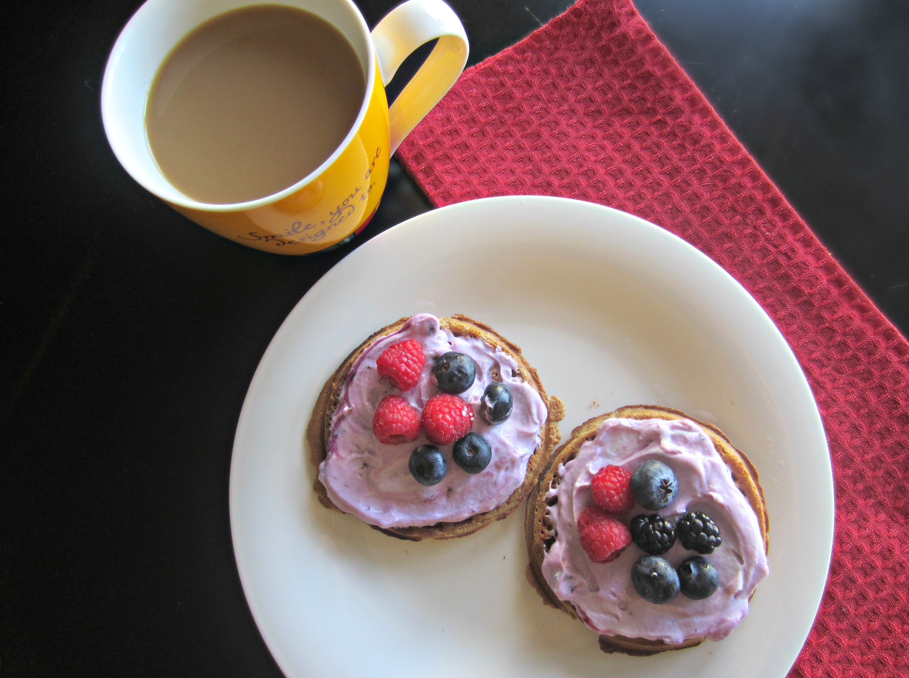 vans wheat waffles with greek yogurt and berries
