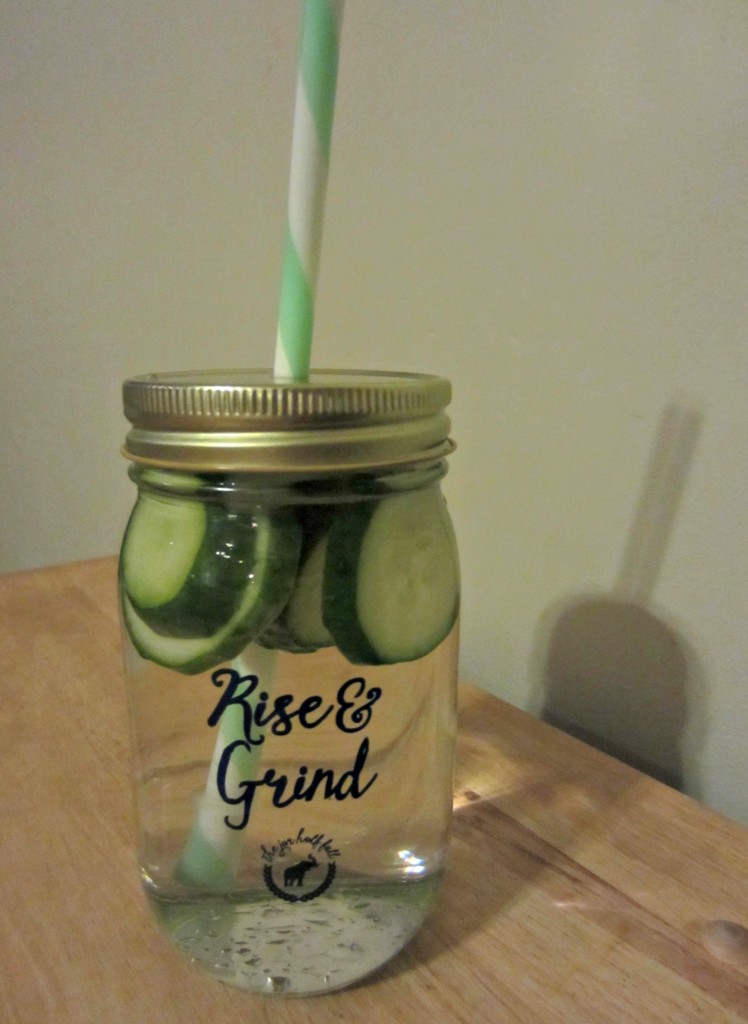 The Jar Half Full Rise & Grind glass mason jar
