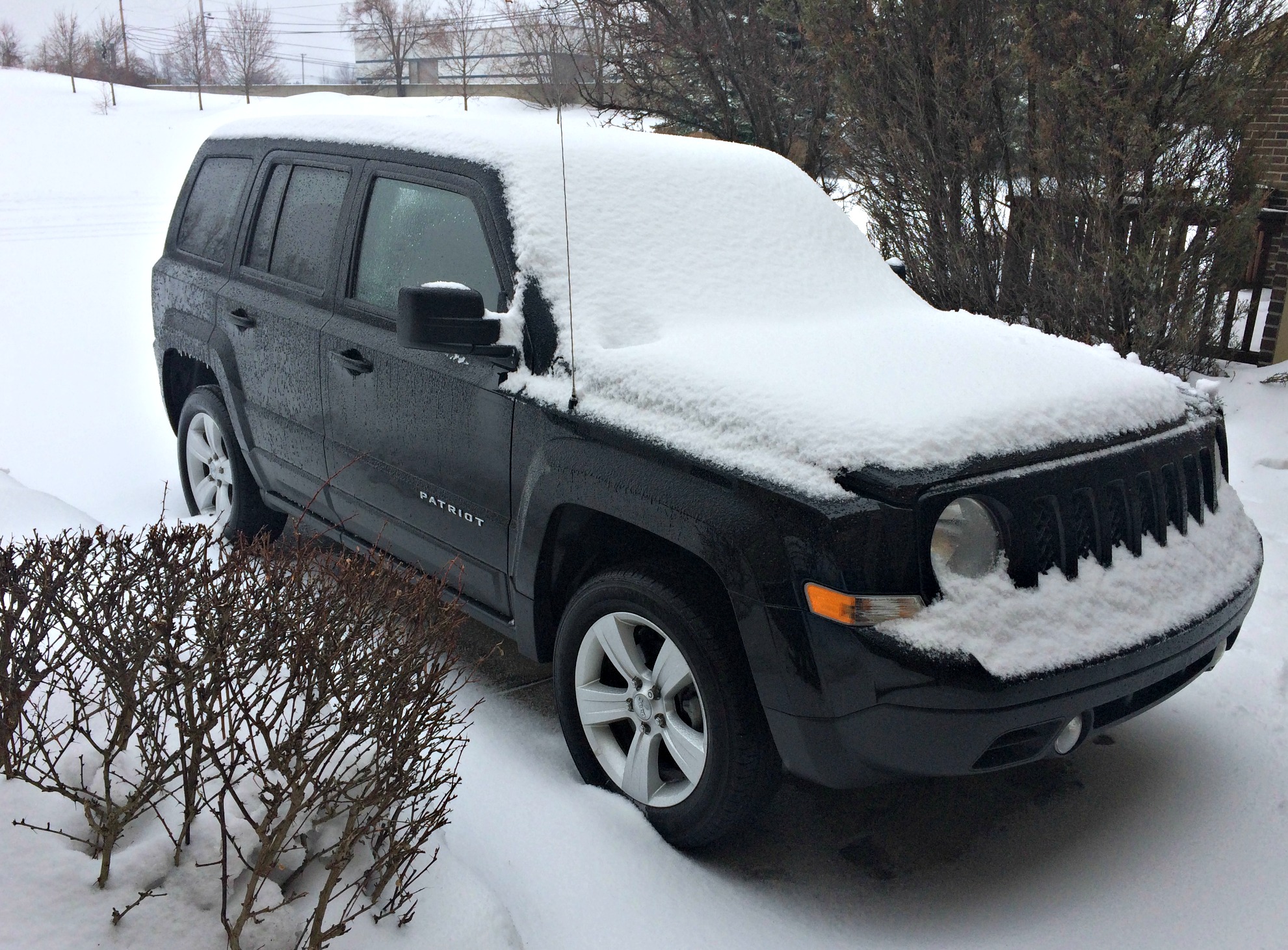 snow after a storm on jeep
