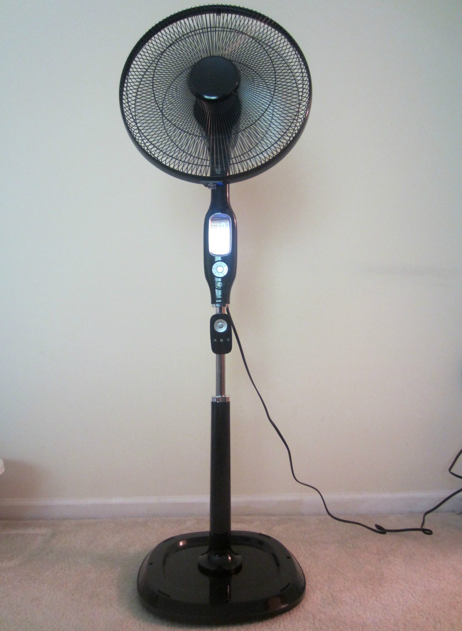 black stand fan with remote control