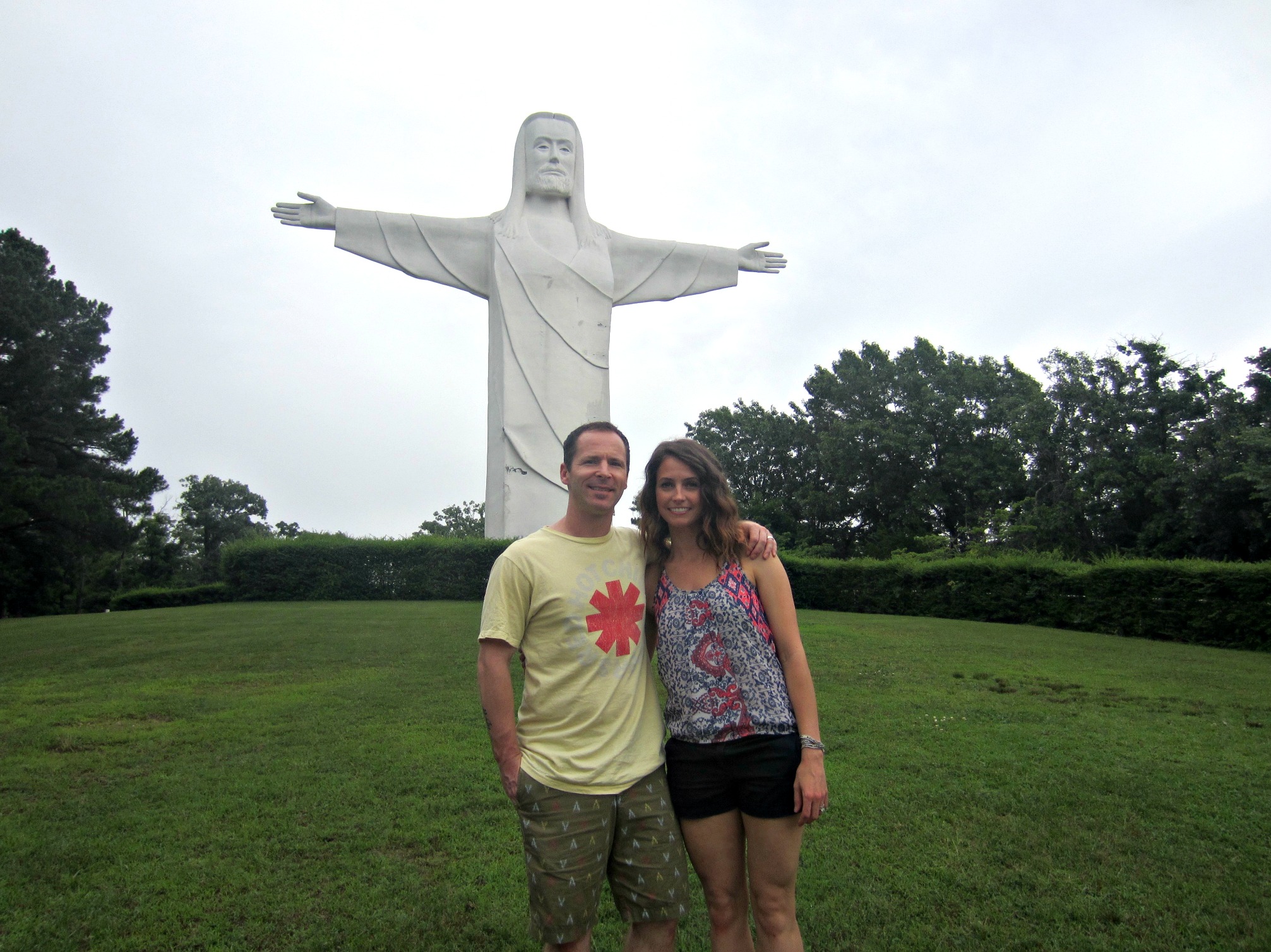 Christ of the Ozarks statue Scott and Heather