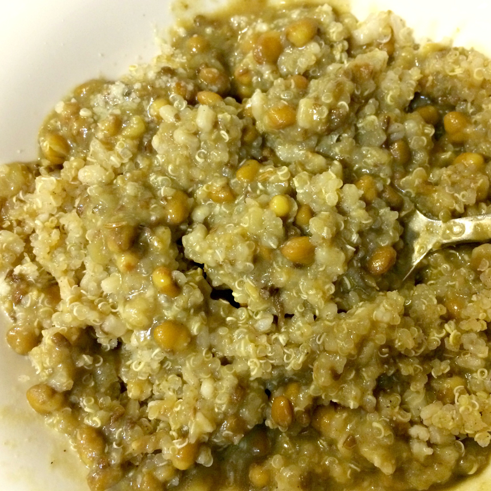 amy's curry lentil soup over quinoa
