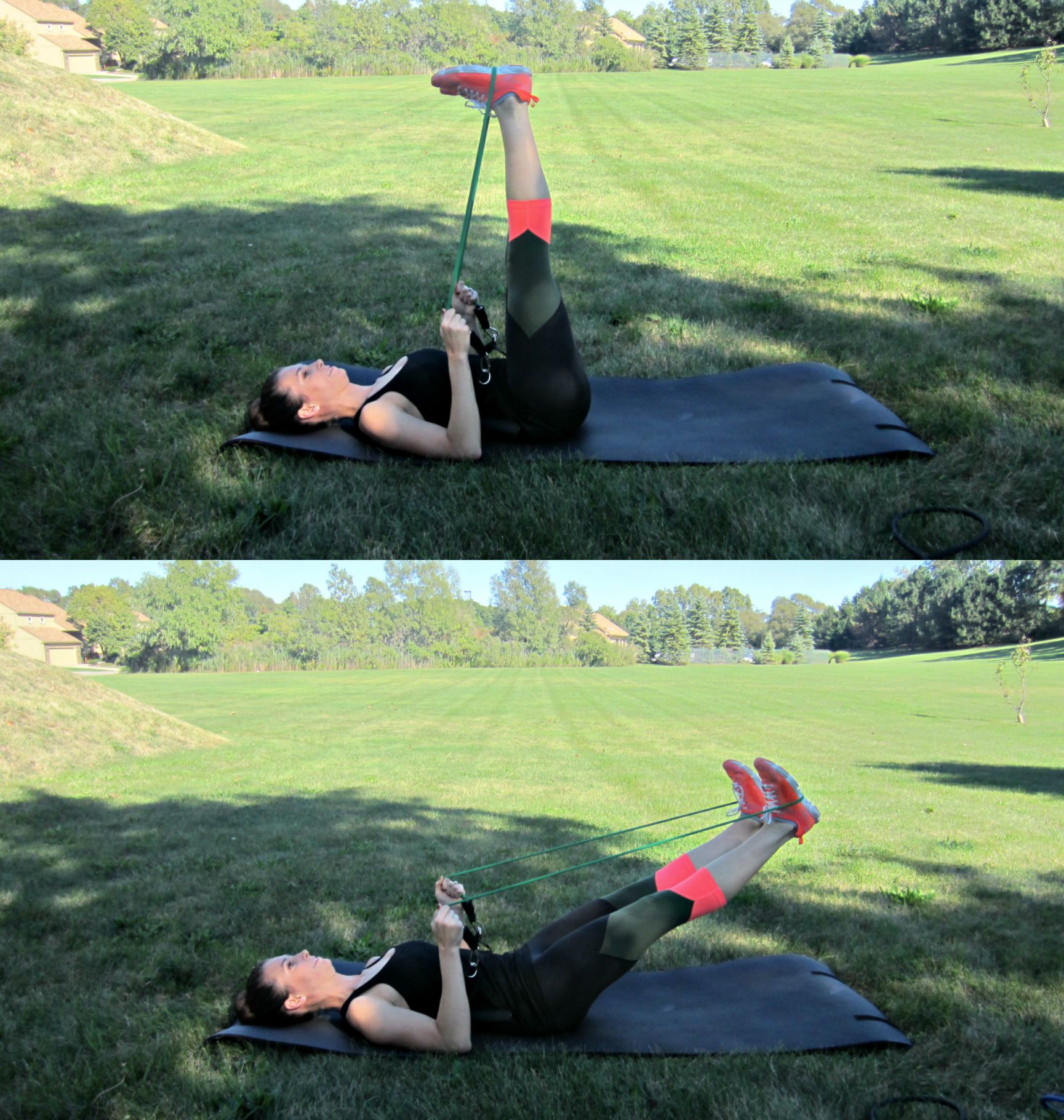leg lowers ab exercise with resistance band