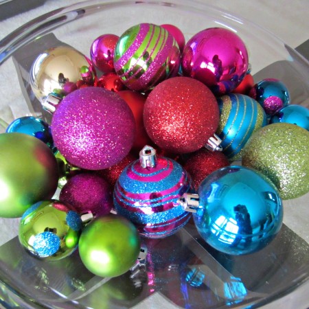 colorful christmas tree ornaments as decorations
