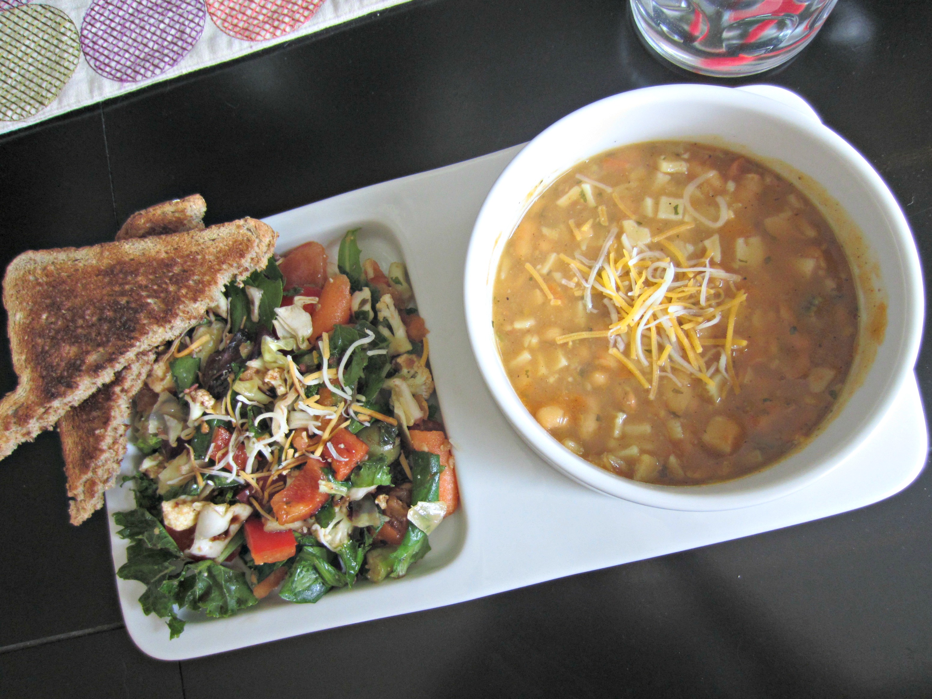 navy bean soup and salad lunch