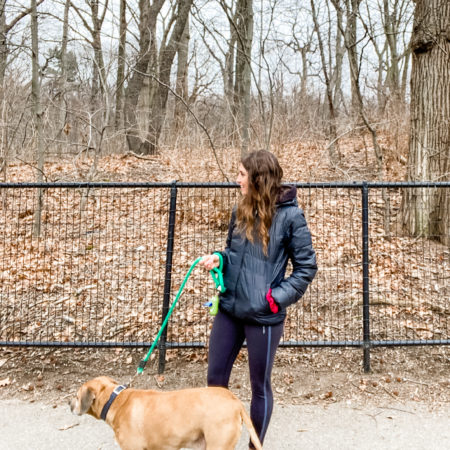 heather and roadie walking prospect park