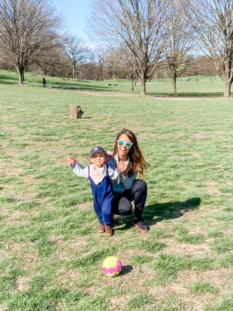 skyler and momma soccer ball