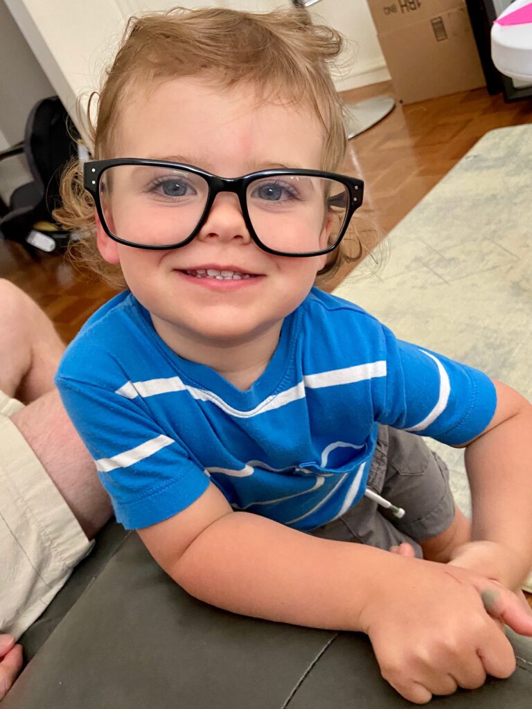 skyler in mommy's glasses