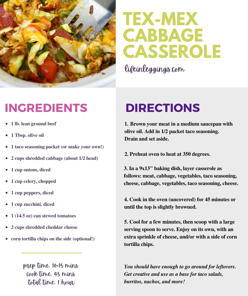 Tex-Mex Cabbage Vegetable Casserole