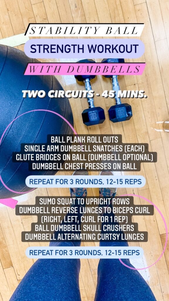 Stability Ball Strength Workout With Dumbbells