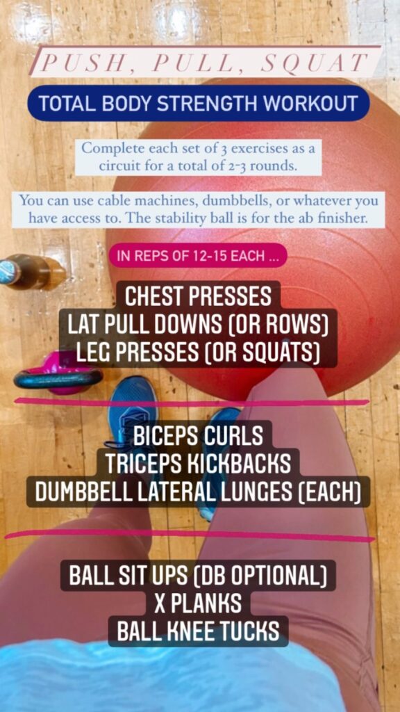 Push, pull, squat total body strength workout